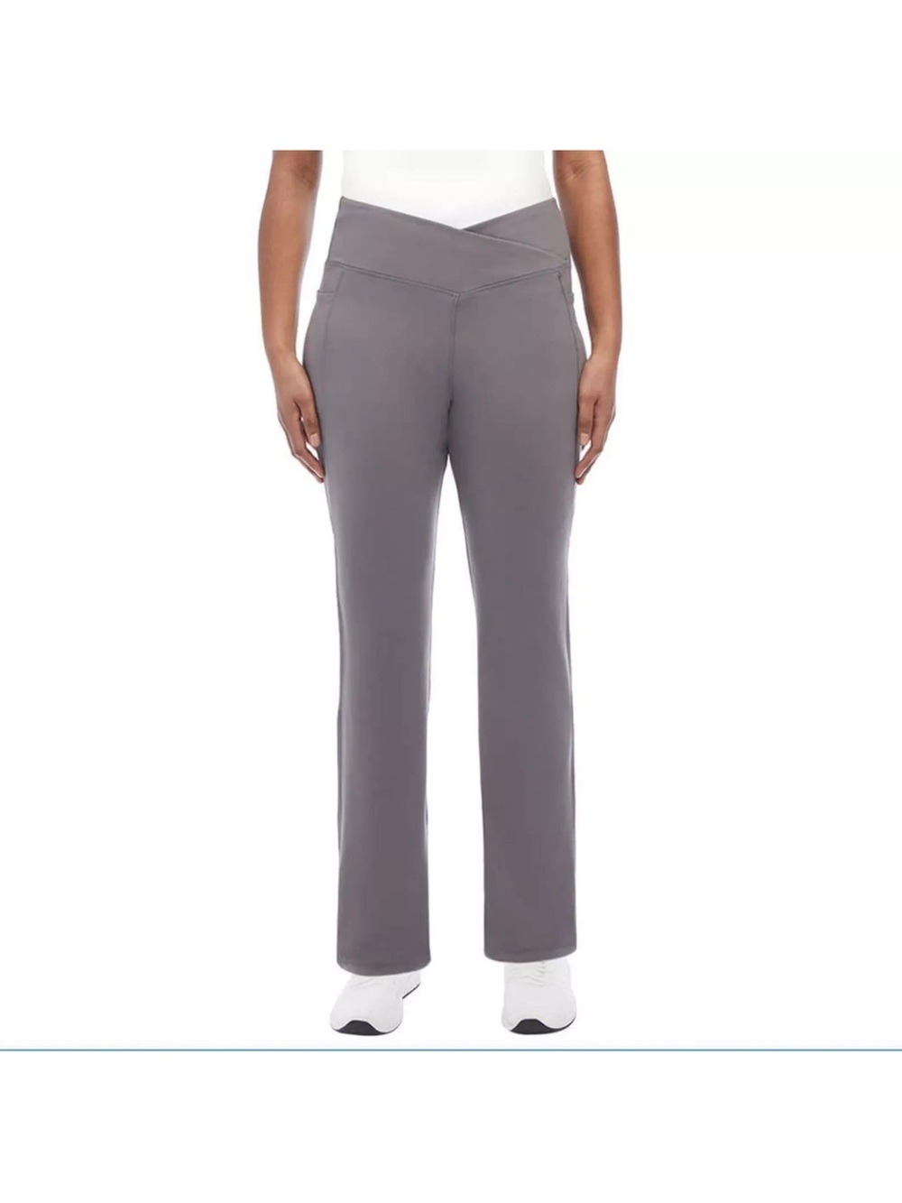 NEW WITH TAGS-Jockey Ladies' Cross Waist St. Leg Yoga Pants In Dark Gray Large